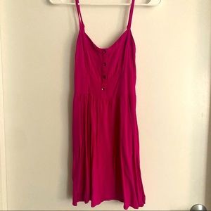 Pink summer dress with button detail. Express. Pockets! Small.